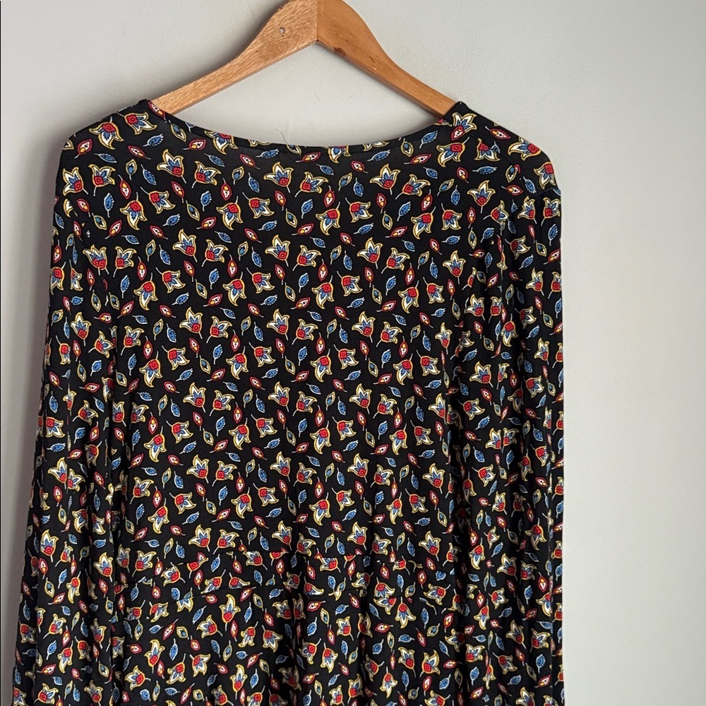 Boden Willow Jersey Dress Tulip Bud Black Multicolor 12L - Picture 7 of 11